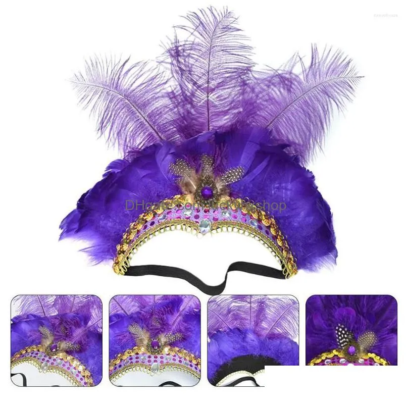 bandanas christmas headband wedding hair party headdress stage carnival feathers