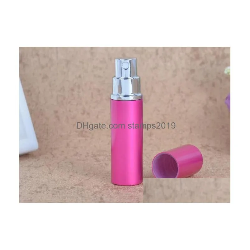 packaging bottles wholesale 7 colors 5cc smooth aluminium per bottle 5ml refillable atomizer travel fragrance glass spray drop deliv dho15