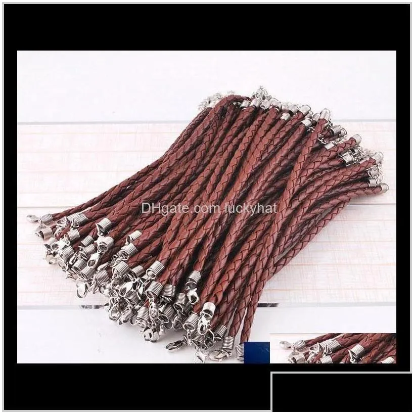Cord Wire 100Pcslot 205Cm Pu Leather Braided Charm Chain Bracelets Love For Diy Jewelry Bead Lobster Clasp Link Chains 8Ekyq Tshzy