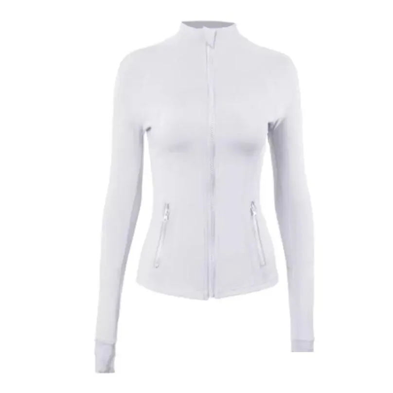 LL Women`s Yoga long sleeves Jacket Outfit Solid Color Nude Sports Shaping Waist Tight Fitness Loose Jogging Sportswear For Lady