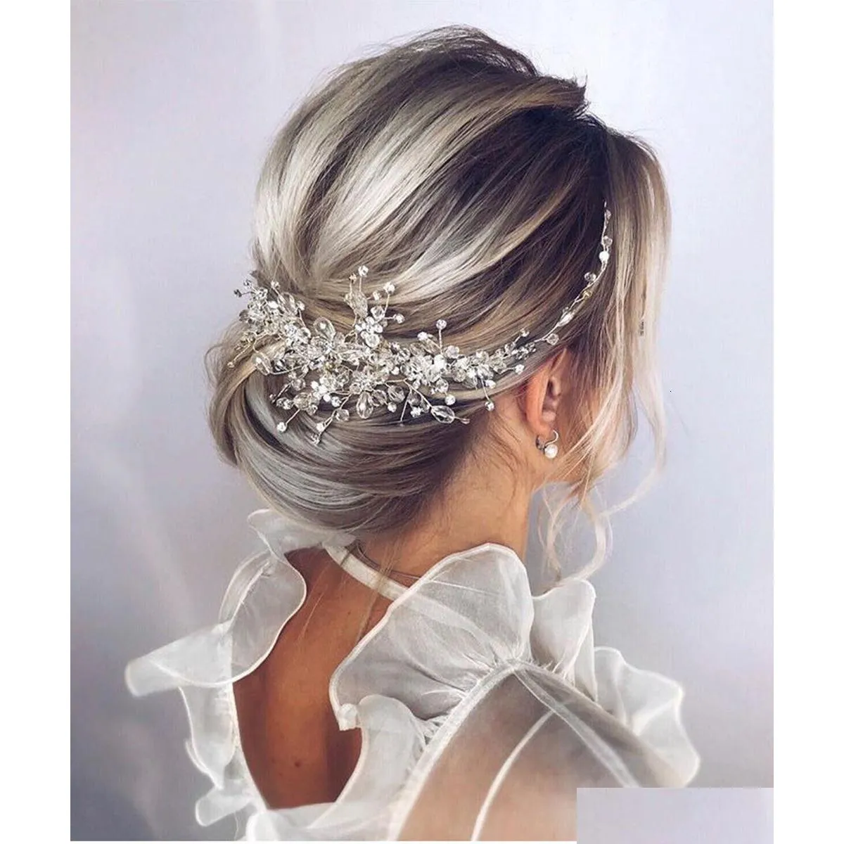 wedding hair jewelry vintage rose gold silver accessories bridal headwear shiny crystal comb elegant banquet for women 230202