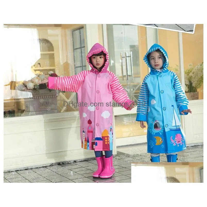 raincoats 50pcs children raincoat cartoon cape-style girl boy kids students bicycle poncho rain coat waterproof rainwear drop delive dhcrr