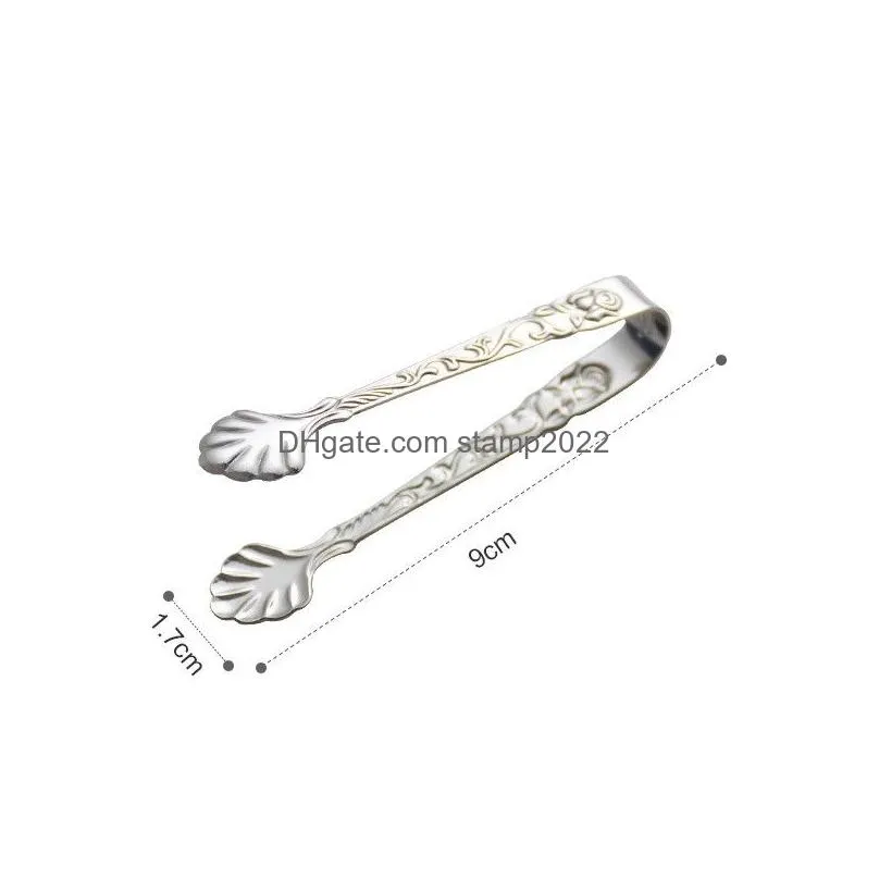 kitchen tools stainless steel silver gold emboss ice clip small coffee sugar food clip hookah coal tongs tweezers carbon clips gadget 20220827