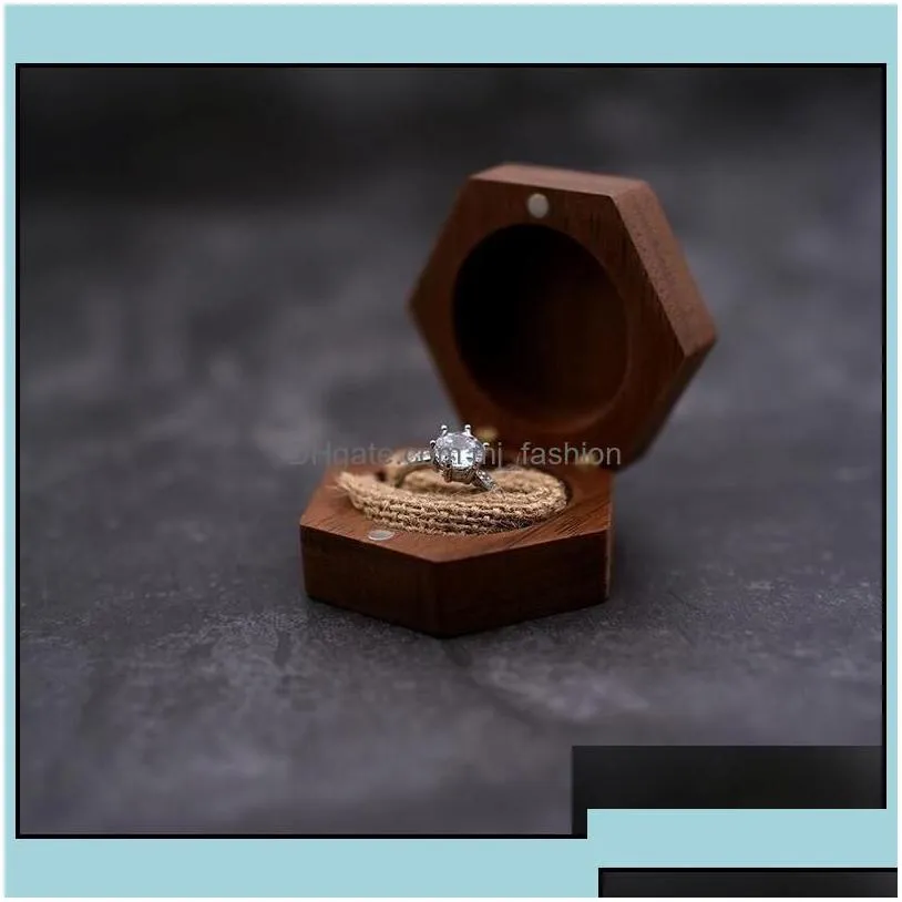 Jewelry Boxes Packaging & Display Blank Wood Ring Box Walnut Wooden Will You Mary Me Wedding Rings Jewellery Drop Delivery 6Bm9S