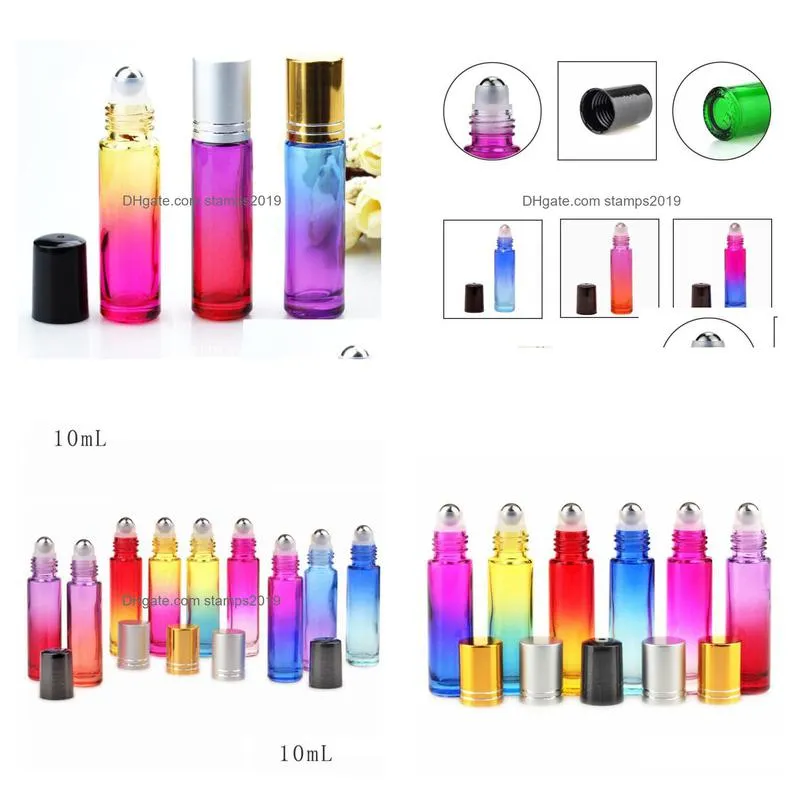 packaging bottles wholesale 10ml glass roll on gradient color roller with stainless steel balls roll-on bottle perfect for essential dhf9x