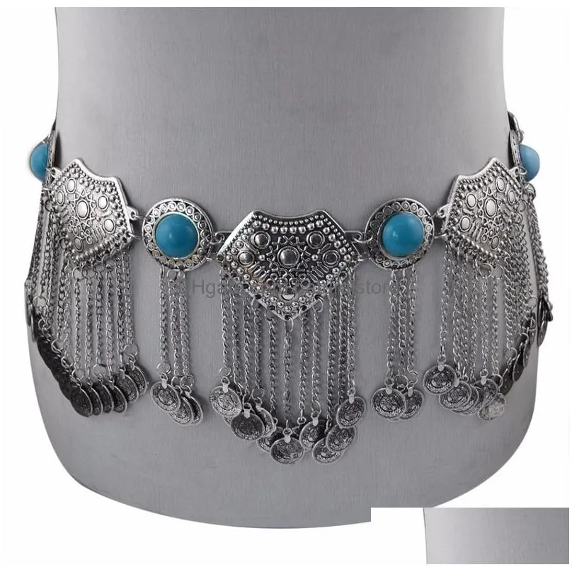 gypsy metal hippie boho flower turkish bohemian shimmy dress belt belly dance waist chain coins sexy body afghan indian jewelry 220819