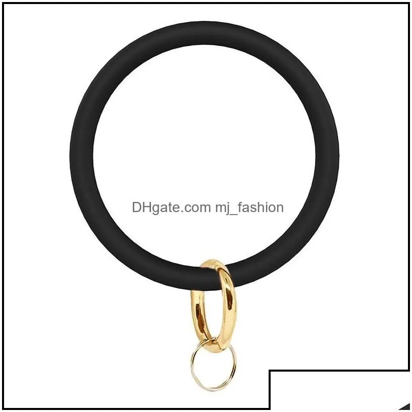 Keychains Wristlet Keychain Circle Sile Bangle Key Ring Bracelet Hoop Keyring Fashion Women Gift Jewelry Accessories Fob Drop Delivery