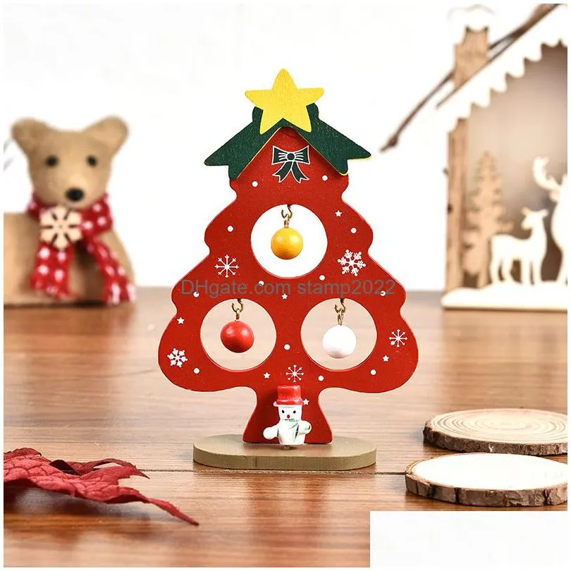 christmas gift tree small ornament mini painted christmas tree desktop decorations christmas wooden card year decorations for home