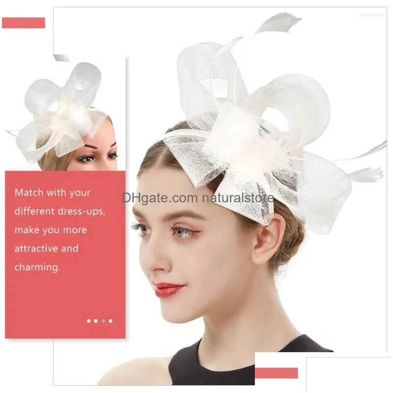 bandanas white head bands tea party headpiece hair clip women`s fascinators vintage clips