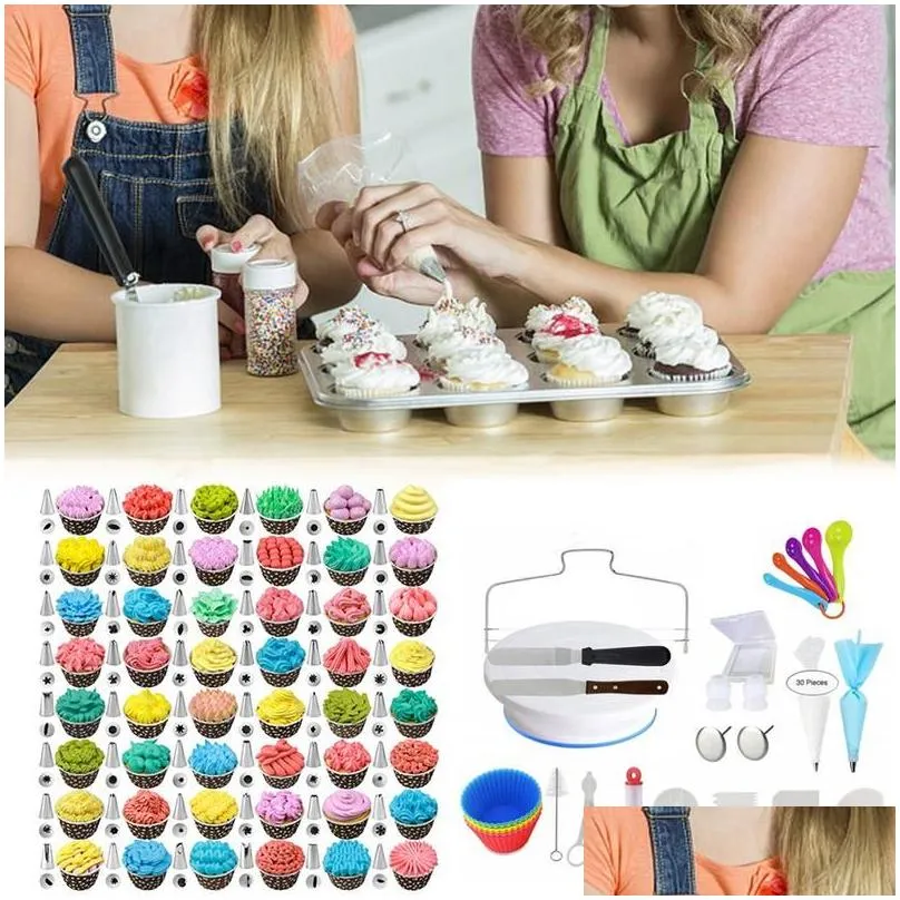 Cake Tools 108 Piece Decorating Supplies Turntable Pi Tip Nozzle Pastry Bag Set Diy Baking Tool1 Drop Delivery Home Garden Kitchen D Otdue