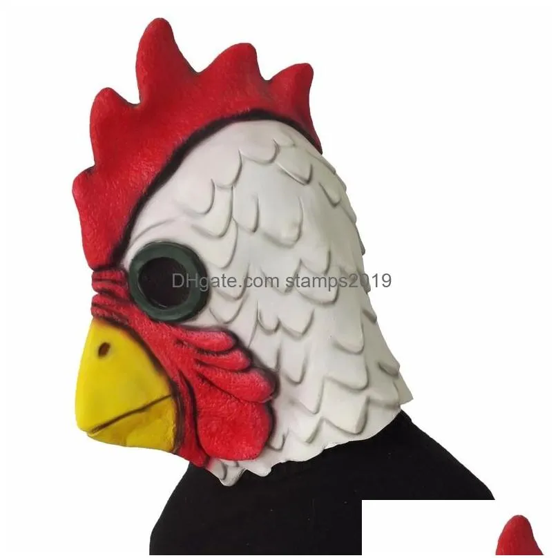 party masks white latex rooster adults mad chicken cockerel halloween scary funny masquerade cosplay 220826