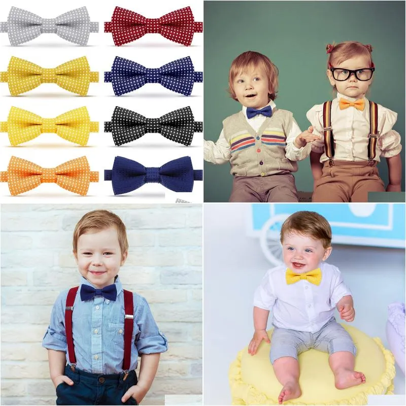 Bow Ties Toddler Tie Adjustable Pre Tied Polka Dot For Boys Kids Infants 8 Colors amdGI