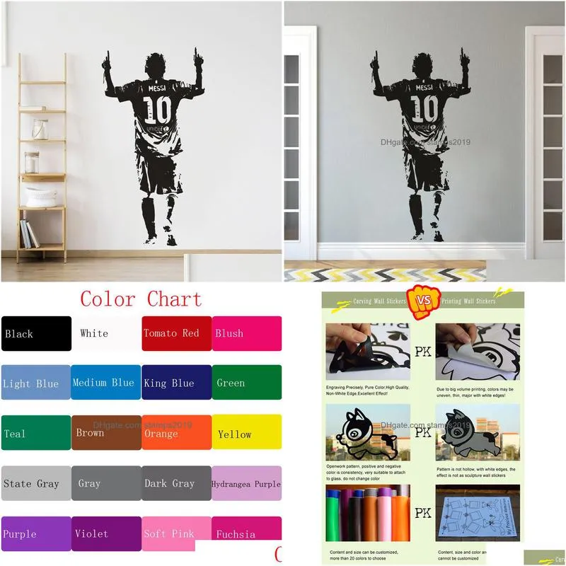 vinyl wall stickers football player wall decal soccer football star wallpaper poster removable room decor wall sticker g07 201201