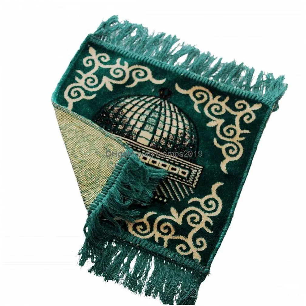 carpet 35cmx35cm small portable prayer rug kneeling poly mat for muslim islam embroidery blanket 230721