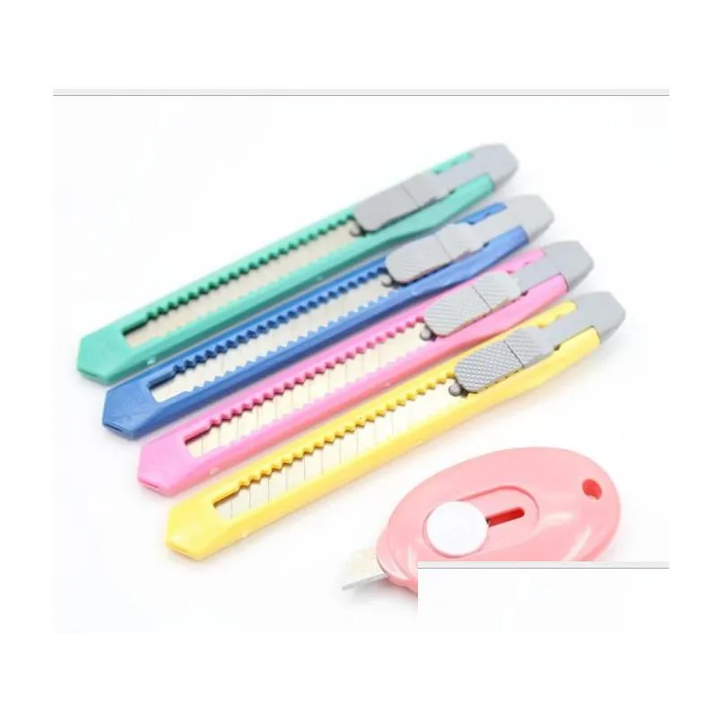 Utility Knife Wholesale 2021 Est Mini Office School Student Paper Cutters Candy Colors Mtifunction Package Express Diy Drop Delivery Dhxbs