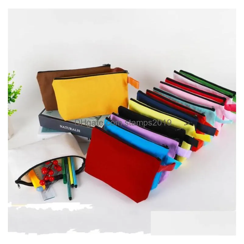 storage bags canvas makeup travel cosmetic bag plain pouch blank toiletry diy craft with zipper for women girl sn5195 drop delivery dhvdz