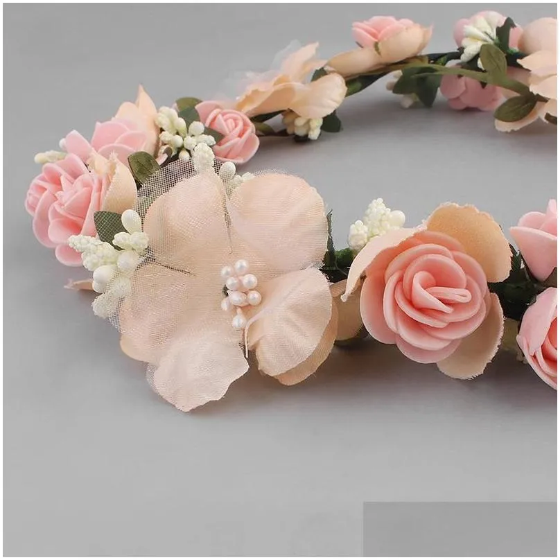 Headpieces Boho Wreath For Women Girl Floral Tiaras And Crowns Bride Noiva Bridal Wedding Garland Hair JewelryHeadpieces