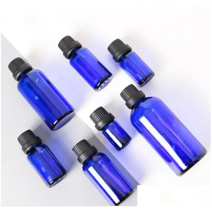 Packaging Bottles Wholesale 2021 Cobalt Blue Glass Euro Dropper 5Ml 10Ml 15Ml 20Ml 30Ml 50Ml 100Ml Cosmetic Essential Oil On Drop De Dhyoi