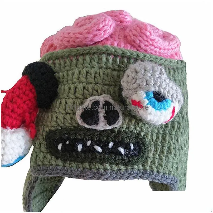 beanieskull caps zombie eyes knitted beanies party halloween costume accessory gift hat s for children 4850cm l adult 5361cm 221013