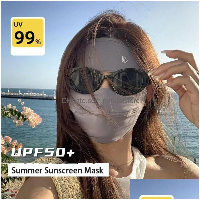 bandanas protection face mask uv hiking outdoor summer sunscreen scarf silk gini cover