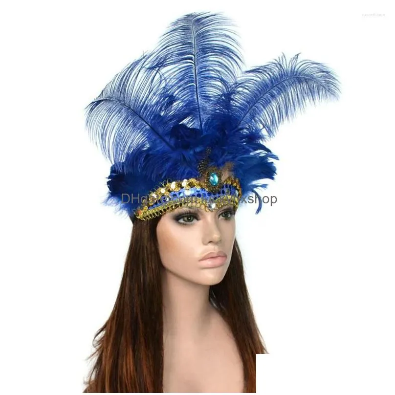 bandanas christmas headband wedding hair party headdress stage carnival feathers