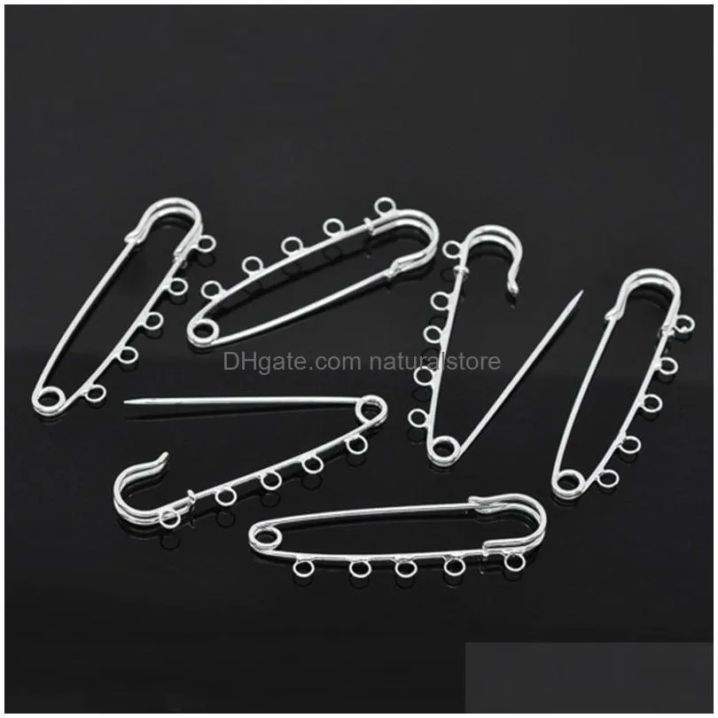 doreenbeads zinc alloy pins safety brooches silver color 5 holes fastening sewing diy cloth dress jewelry findings 7x2cm20pcs 220810
