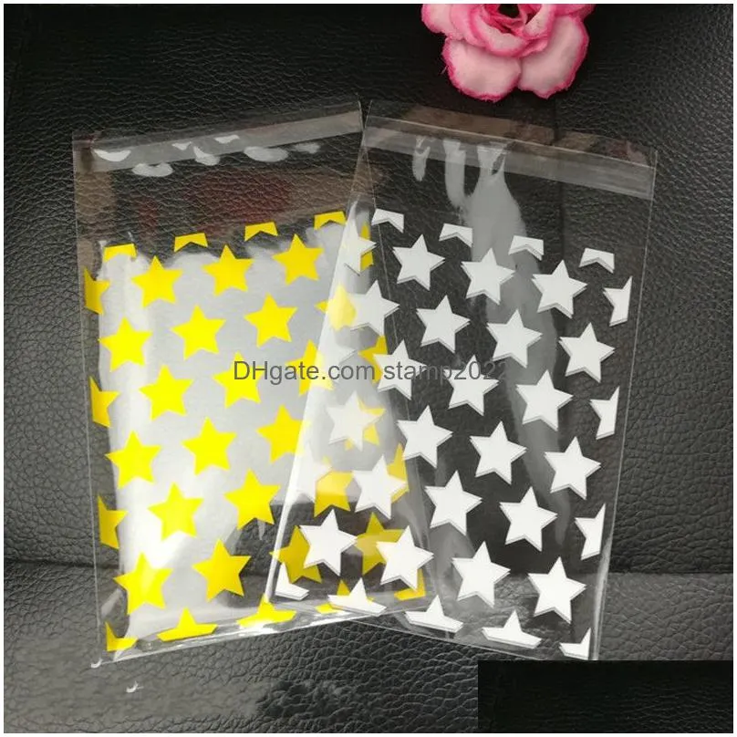 other event party supplies 100pcs/pack star adhesive bag golden design diy gift packaging bags for christmas wedding candy food 20 dhe6k