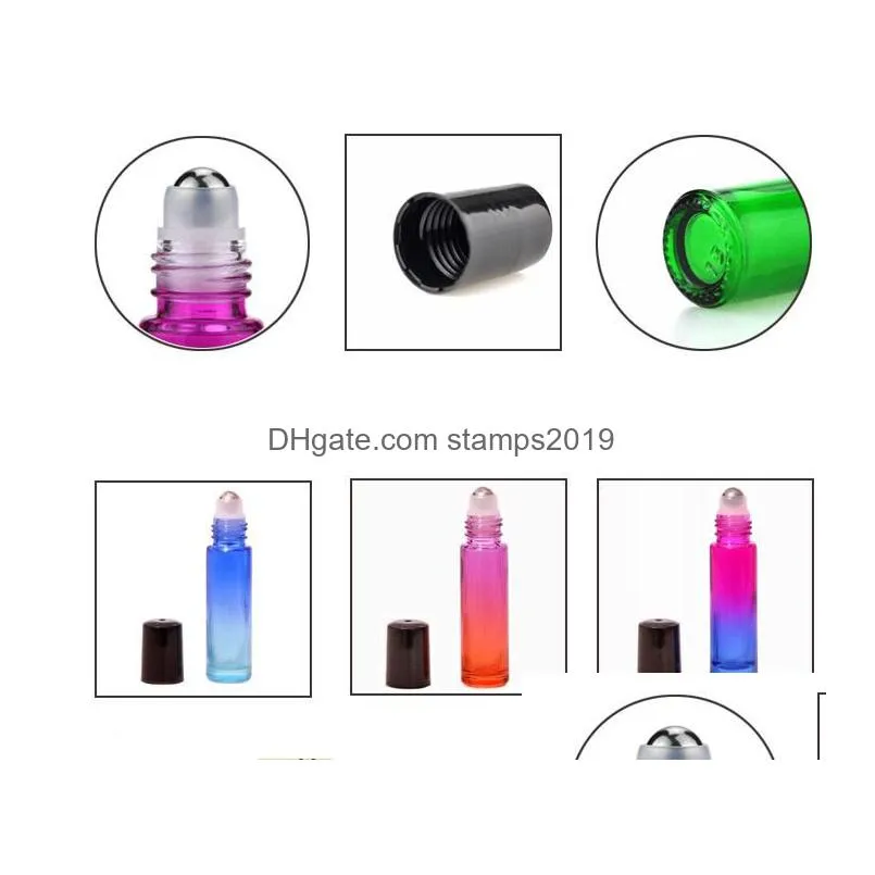 packaging bottles wholesale 10ml glass roll on gradient color roller with stainless steel balls roll-on bottle perfect for essential dhf9x