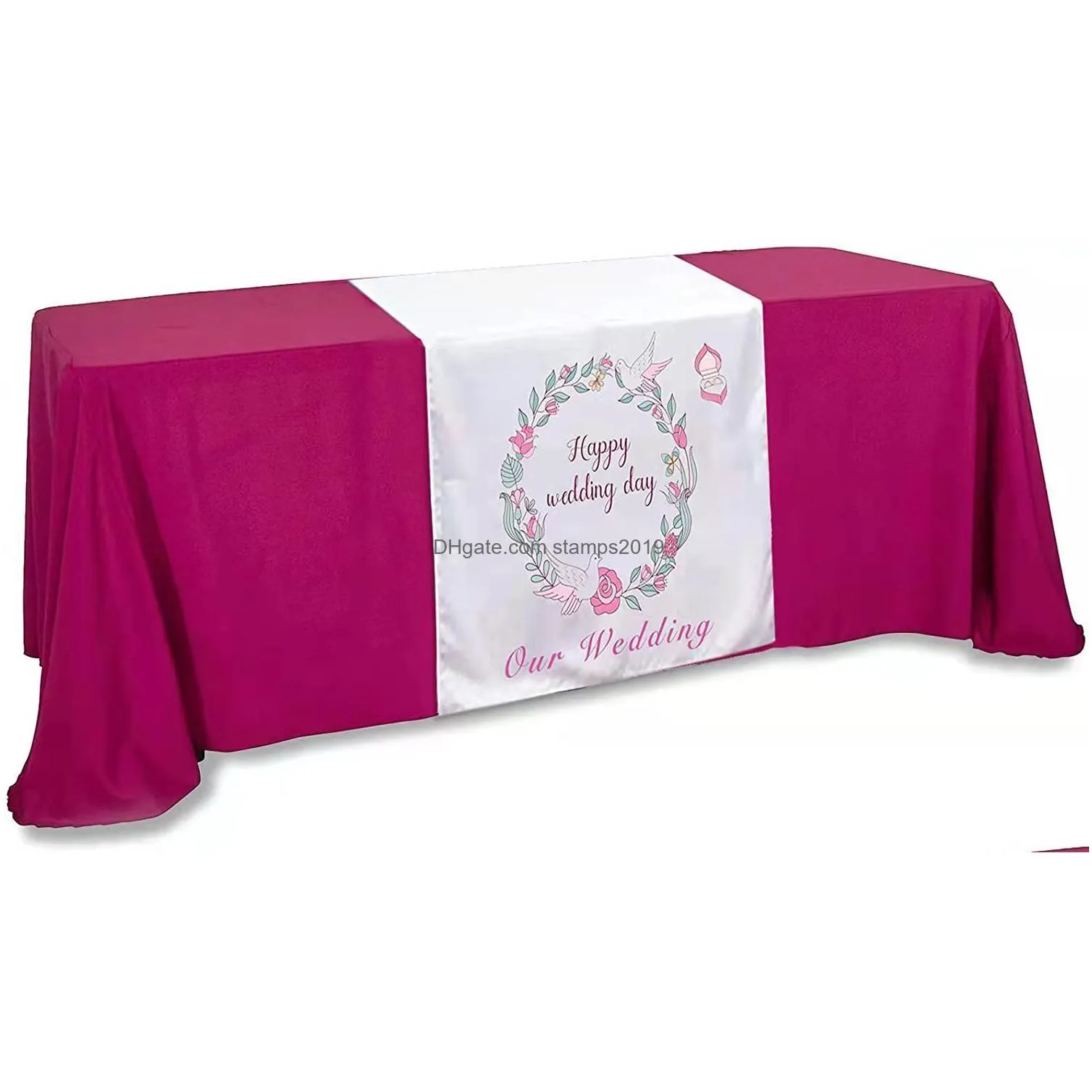 table runner digital print custom with business or your text personalized runners customize for birthday wedding party 230721