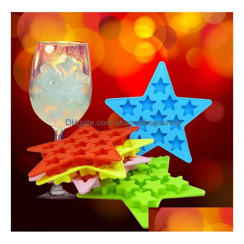 hot sale summer style bar drink whiskey sphere silicone star shape brick ice cube maker tray mold mould ice cream tools sn2596