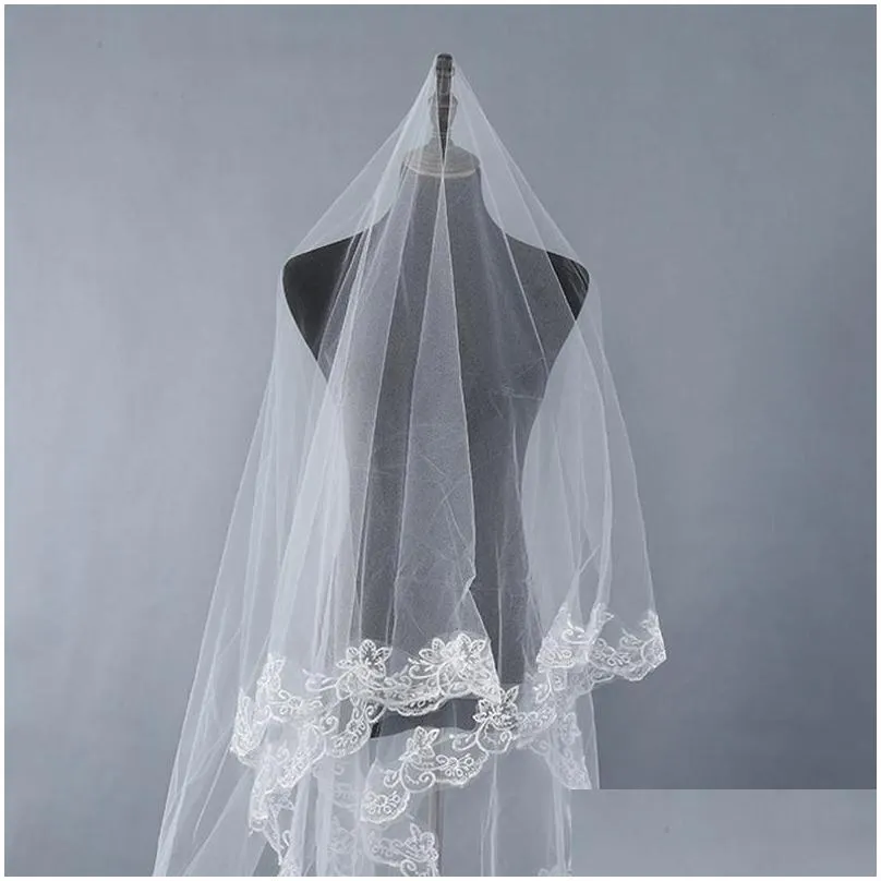 Bridal Veils Cathedral Wedding 5M 16.4Ft Long Lace Edge Accessories Mariage Bride Welon Veil