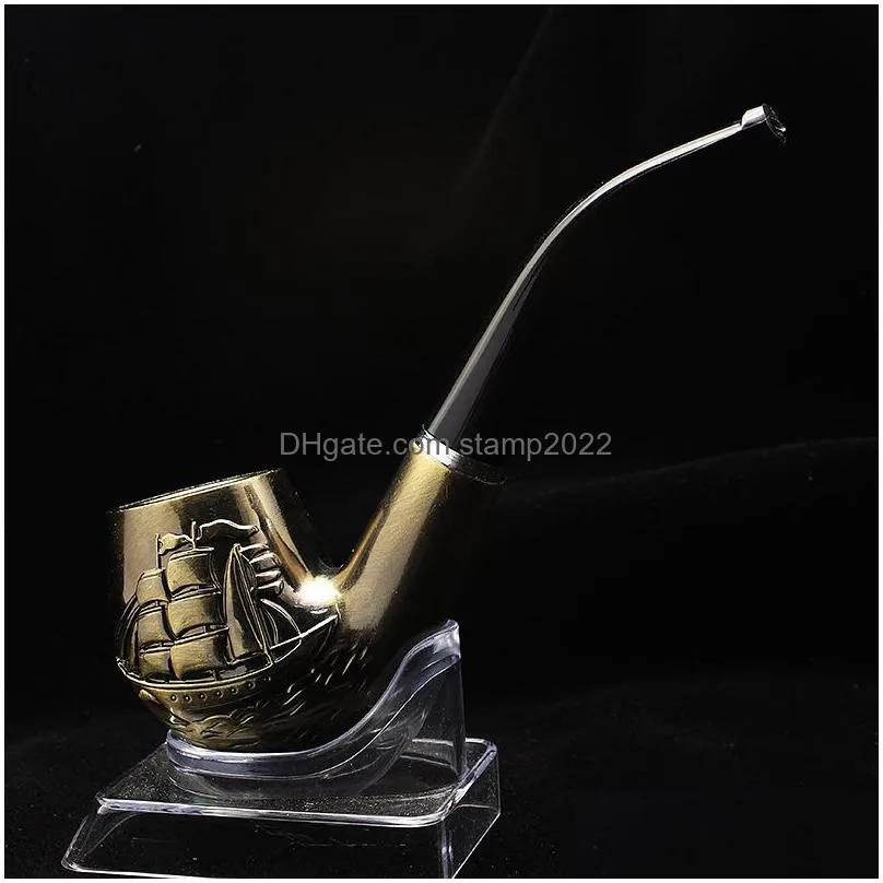 smoking pipes copper color resistant pipe filter herb tobacco pipes narguile grinder resin cigarette holder hookah 20220901 e3