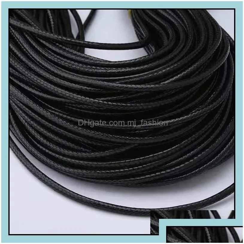 Cord Wire 100 Pcs/Lot 1 5Mm Black Wax Leather Cord Necklace Rope String Wire Chain For Diy Fashion Jewelry Making Accessories In B