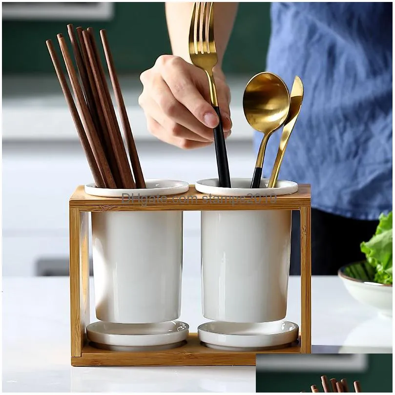 candle holders japanese style creative ceramic chopstick holder household drain anti mildew box storage rack 230705