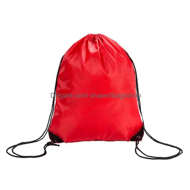 solid color string drawstring back pack cinch sack gym tote bag school sport shoe bags sn4650