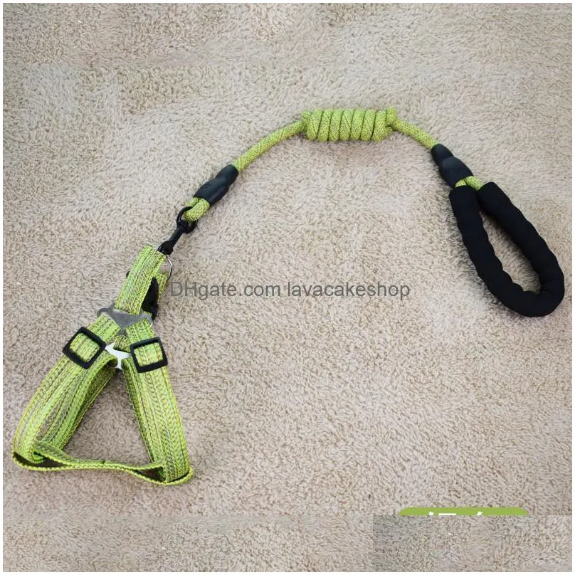 pet traction rope leashes linen adjustable size chest strap ropes dog supplies bule pink green 12 6st q2