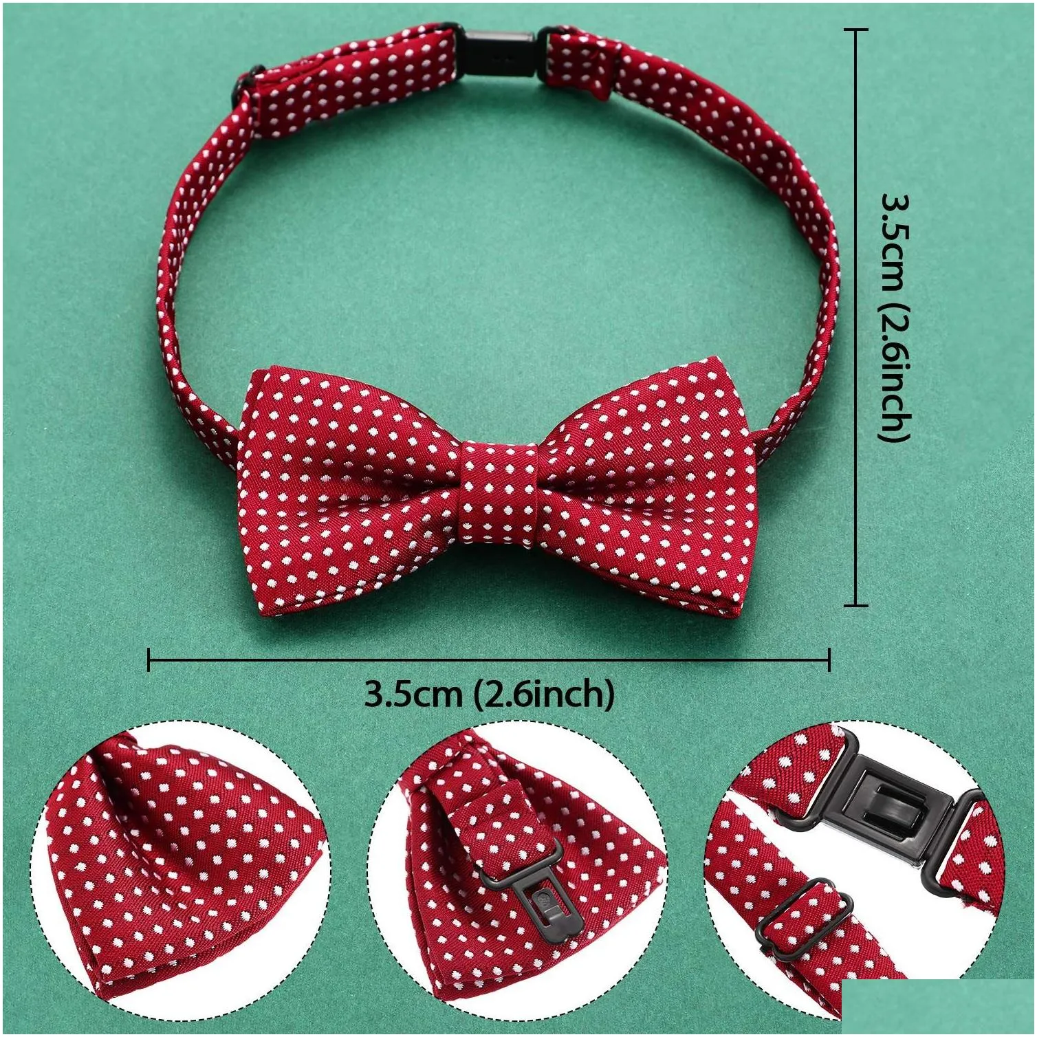 Bow Ties Toddler Tie Adjustable Pre Tied Polka Dot For Boys Kids Infants 8 Colors amdGI