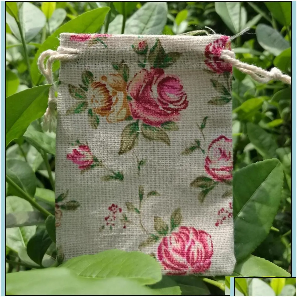 Jewelry Pouches Bags Rose Linen Gift Bags 8X10Cm 9X12Cm 10X15Cm Pack Of 50 Birthday Party Wedding Makeup Jewelry Dstring Pouch Drop