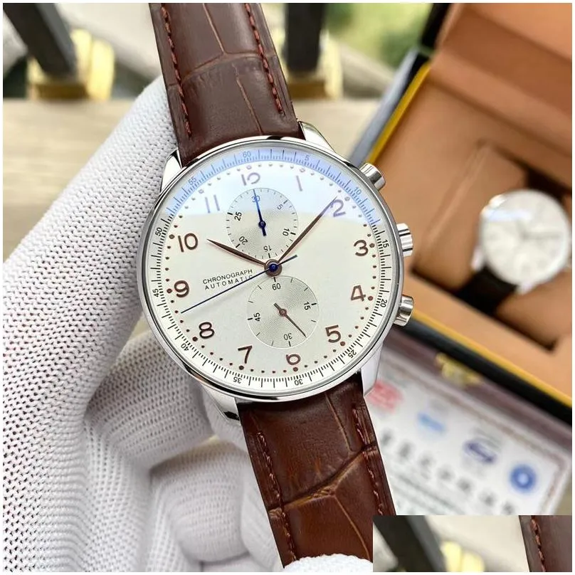 2023 luxury automatic mechanical watch for menpilot iwcs series casual fashion men premium mechanical watch black leather strap