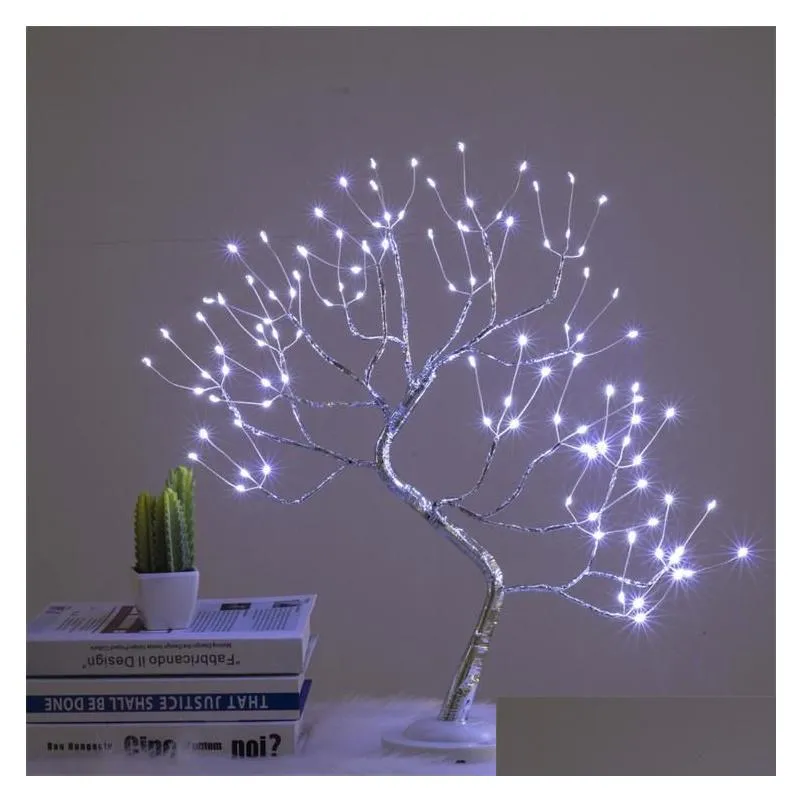 night lights 108 led sparkle fairy spirit tree lamp remote control diy artificial 8 modes usb/battery tabletop bonsai light drop del otjfv