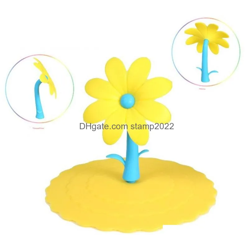 lovely flower shape silicone cup lid dustproof heat preservation bowl cover food grade kitchen bar accessories cups lid 20220825 e3