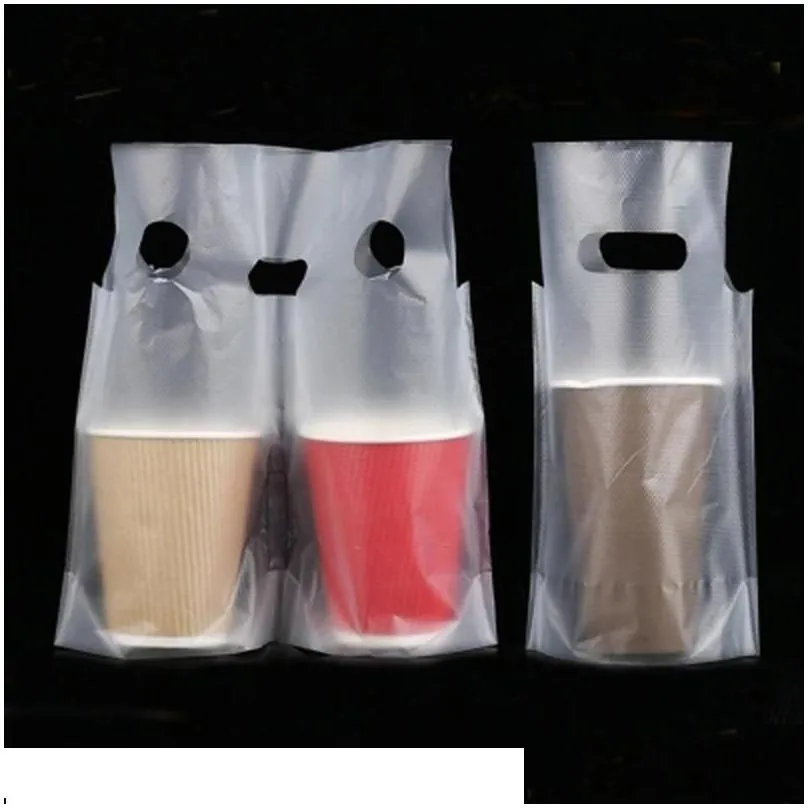 Packaging Bags Wholesale -Selling Disposable Coffee Shop Mall Juice Takeaway Single Cup Plastic Bag 28 Cm Food Grade Drop Delivery O Dhlrx