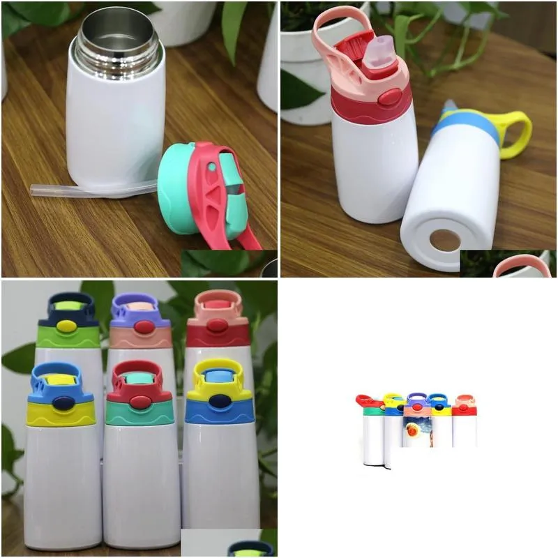 Water Bottles 12Oz Sublimation Kid Bounce Cup Blank Heat Transfer Printing Bottle For Straight Insated Kettle With Nipple Drop Deliv Dhhuy