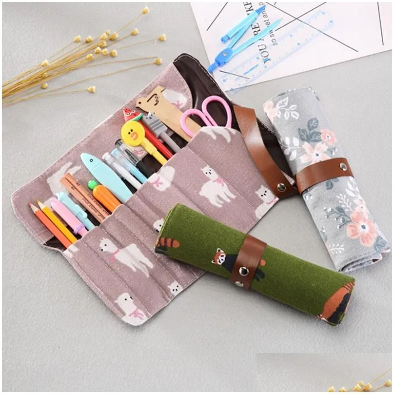 Pencil Bags Wholesale Creative Straps Roller Blinds Pen Curtains Mtifunctional Makeup Brush Storage Student Office Stationery Case1 Otitw