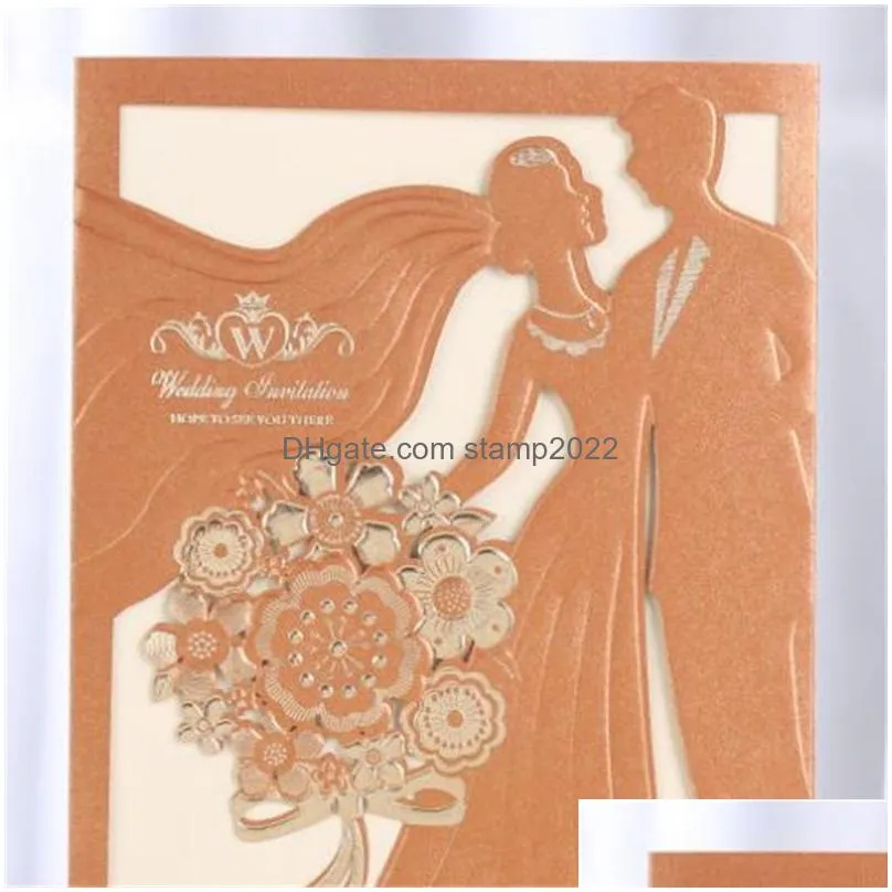 party supplies sample laser cut wedding invitations card bride and groom greeting cards customize engagement wedding favor supply 20220826