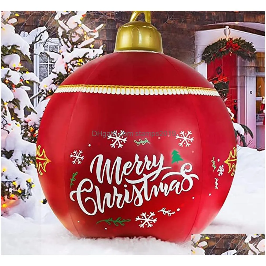 christmas decorations 2023 60cm outdoor inflatable decorated ball made pvc  light glow large s tree toy 221124