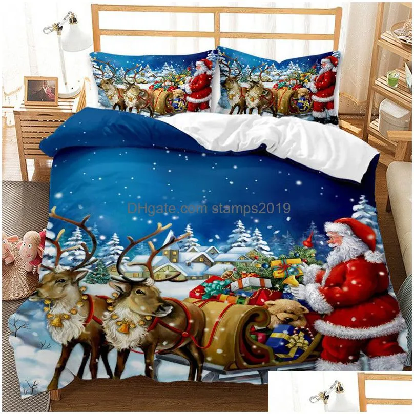 bedding sets red christmas duvet cover santa claus snowman twin king set microfiber 23pcs cartoon comforter with pillowcases 221124