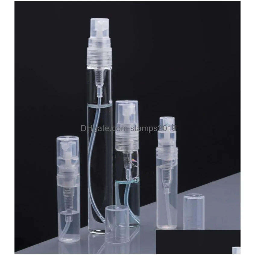 packaging bottles wholesale 2ml l 5ml 10ml plastic/glass per bottle empty refilable spray small par atomizer sample vials drop deliv dhmc4
