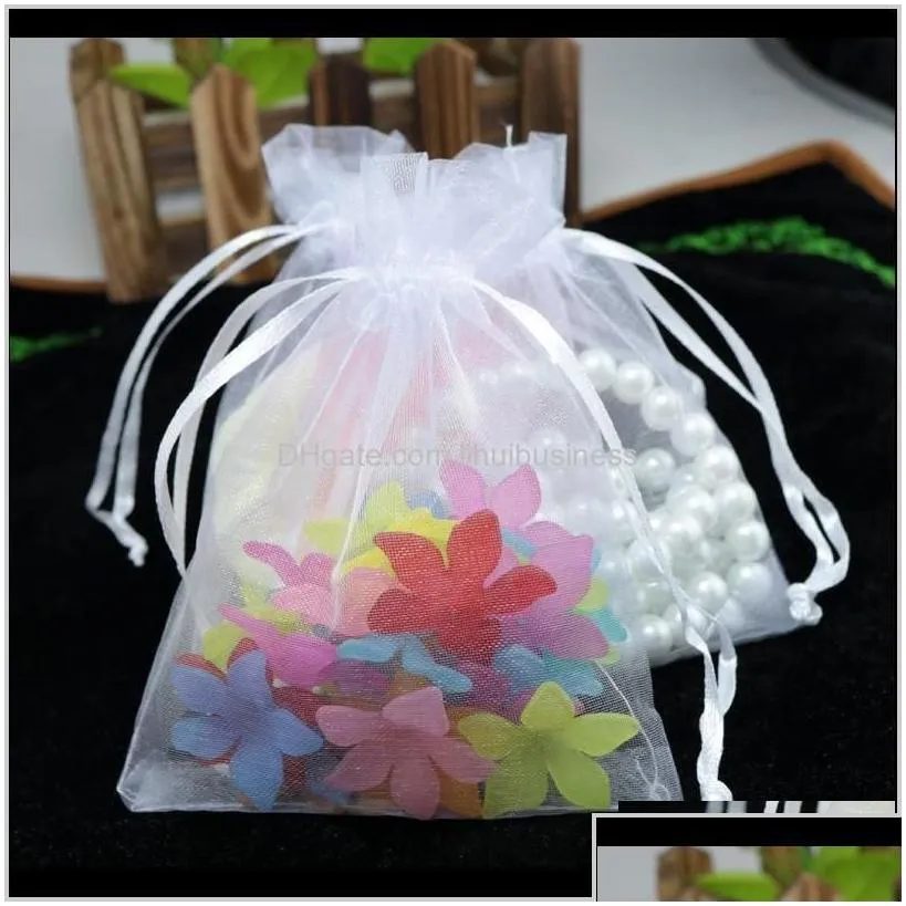 Pouches Packaging Display 15x20cm 100Pcs White Color Package Jewelry Large Dstring Pouches Organza Gift Bags For Weddin