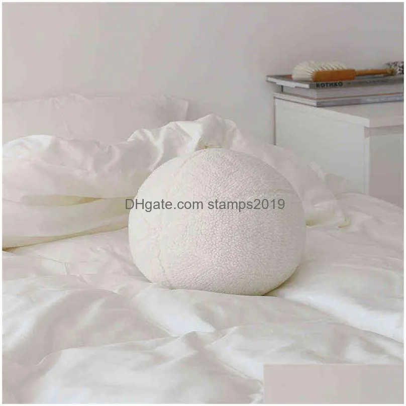 bubble kiss nordic ball shaped solid color stuffed plush pillow for sofa seat decorative cushion soft office waist rest 211102